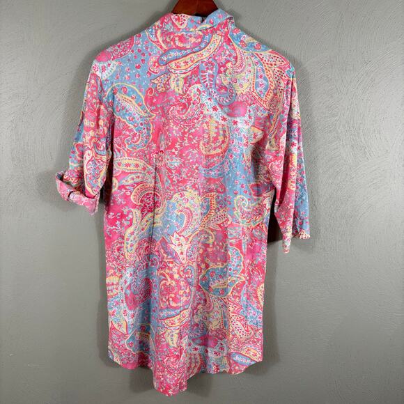 Ralph Lauren Small Shirt Dress Paisley Button Up Tunic Cotton Viscose LN31708 - Picture 11 of 11